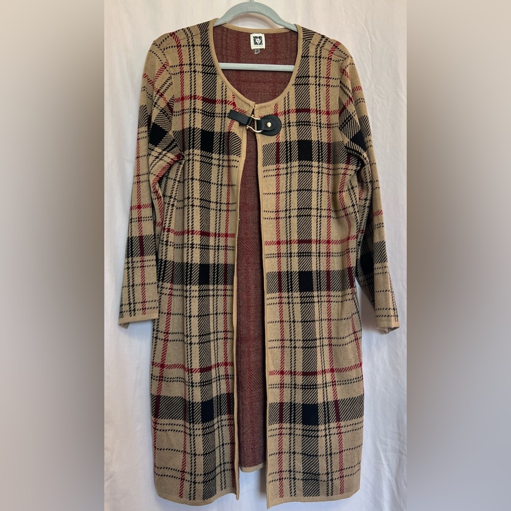 Cozy Plaid Buckle Cardigan